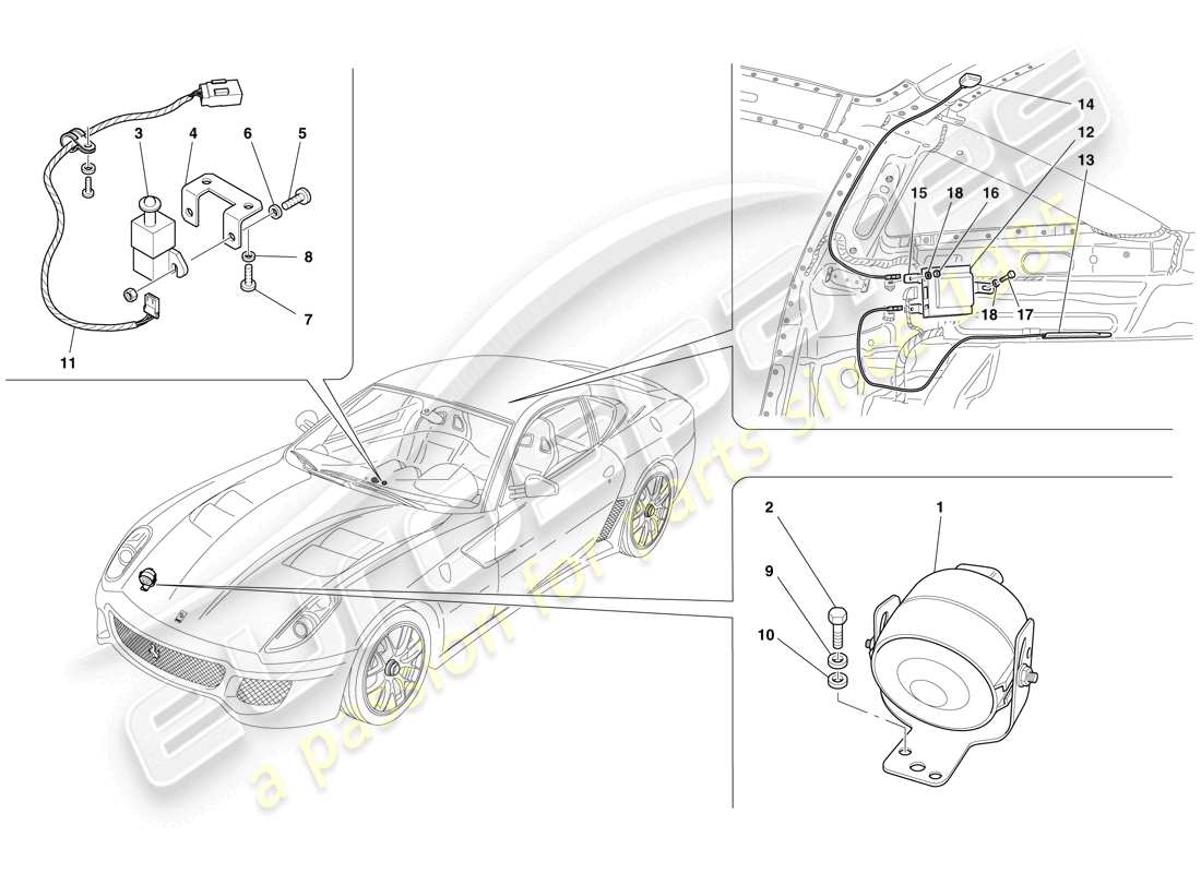Ferrari 599 GTO (RHD) ANTITHEFT SYSTEM ECUs AND DEVICES Part Diagram