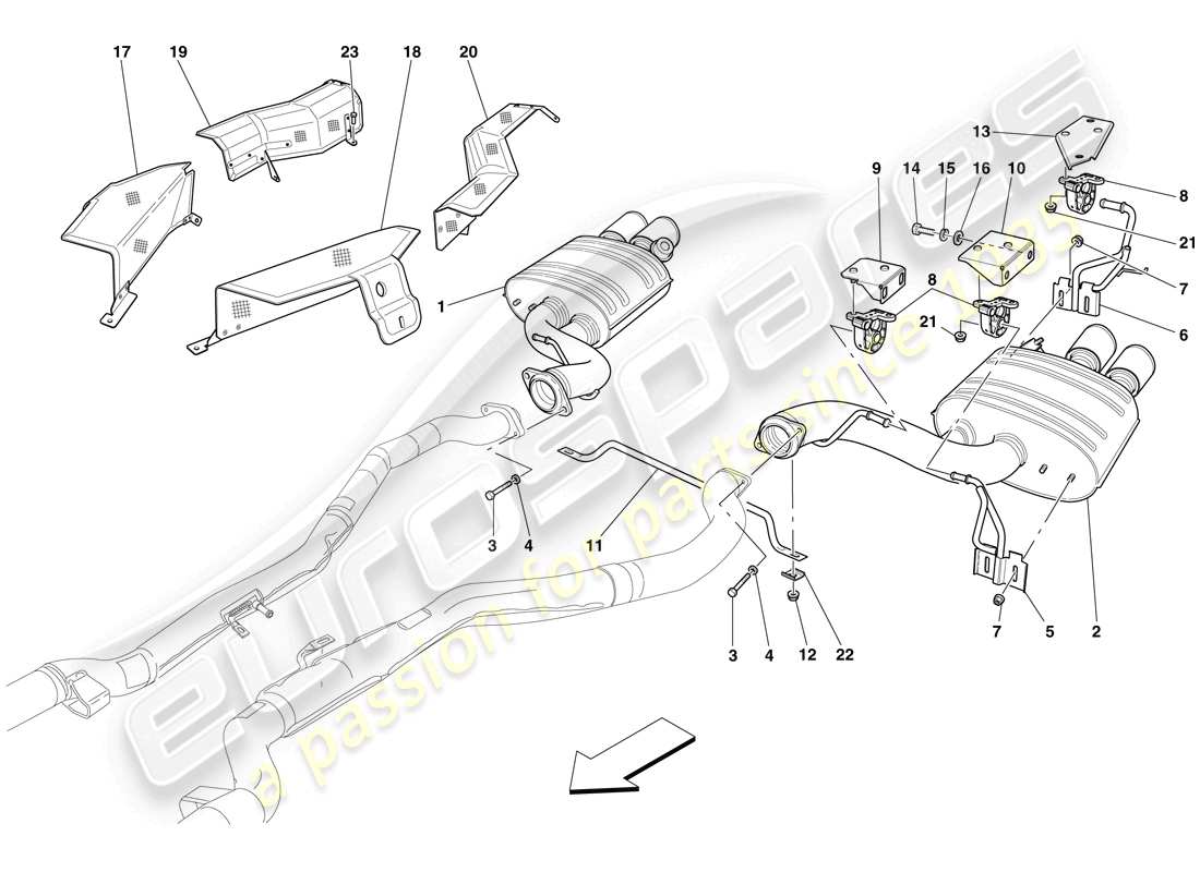 Ferrari 599 GTO (USA) Rear Exhaust System Part Diagram