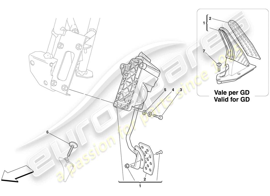 Ferrari 599 GTO (USA) Electronic Accelerator Pedal Part Diagram