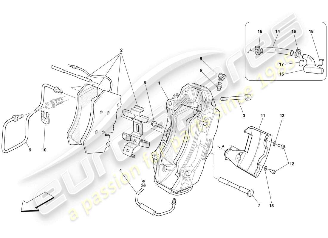 Ferrari 599 GTO (USA) FRONT BRAKE CALLIPER Part Diagram
