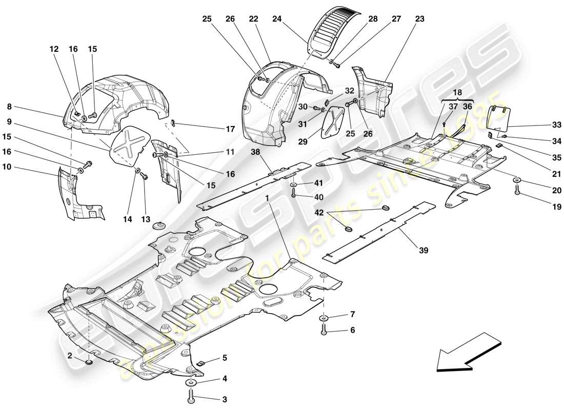 Ferrari 599 GTO (USA) FLAT UNDERTRAY AND WHEELHOUSES Part Diagram