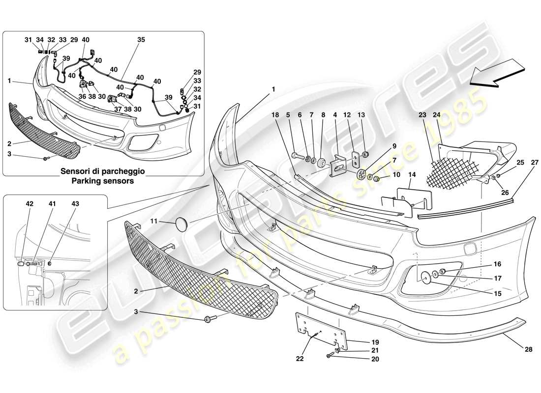 Ferrari 599 GTO (USA) FRONT BUMPER Part Diagram
