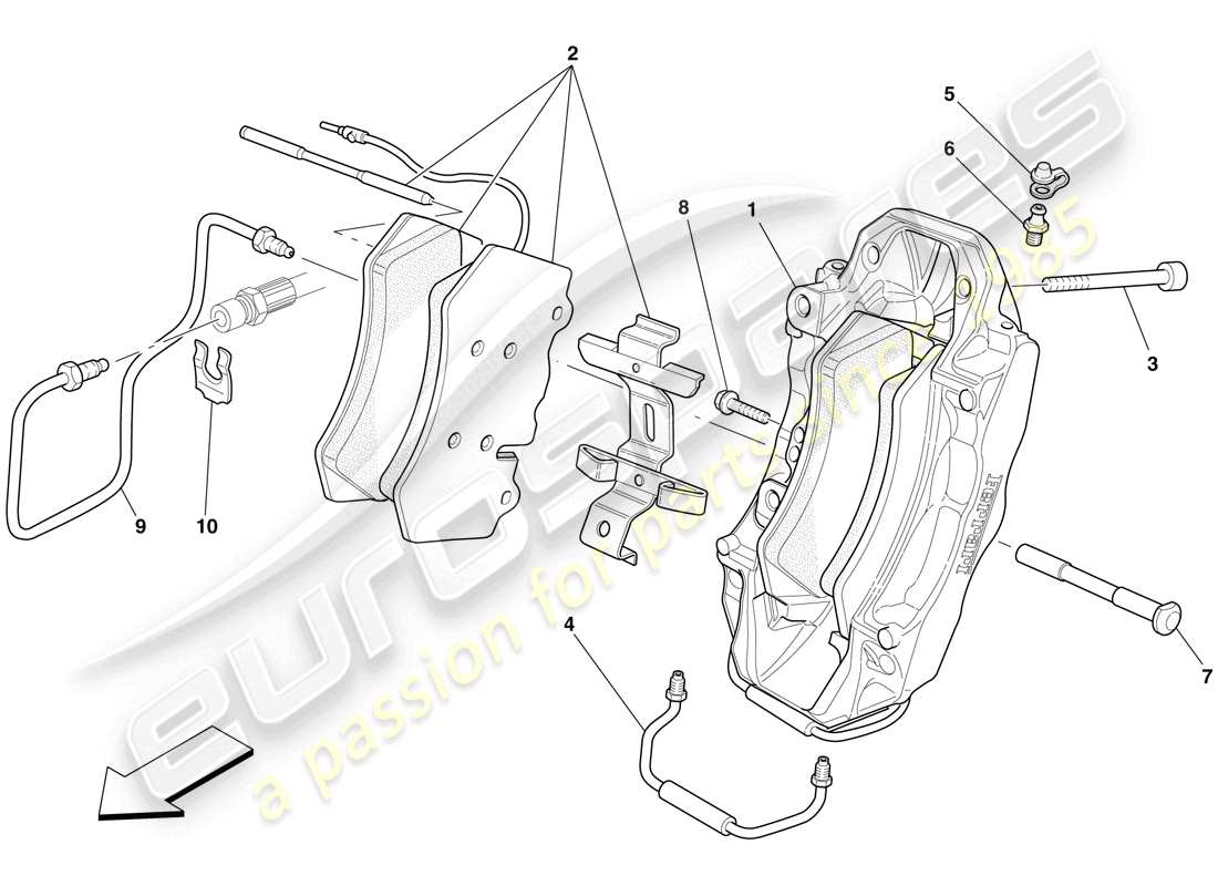 Ferrari 599 SA Aperta (USA) FRONT BRAKE CALLIPER Part Diagram
