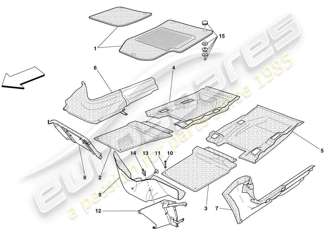 Ferrari 599 SA Aperta (USA) PASSENGER COMPARTMENT TRIM AND MATS Part Diagram