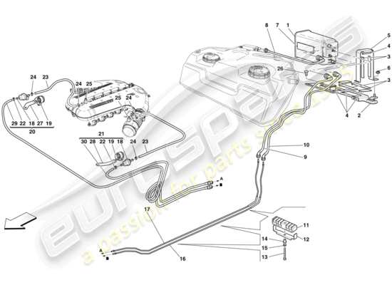 a part diagram from the Ferrari 599 SA Aperta (USA) parts catalogue