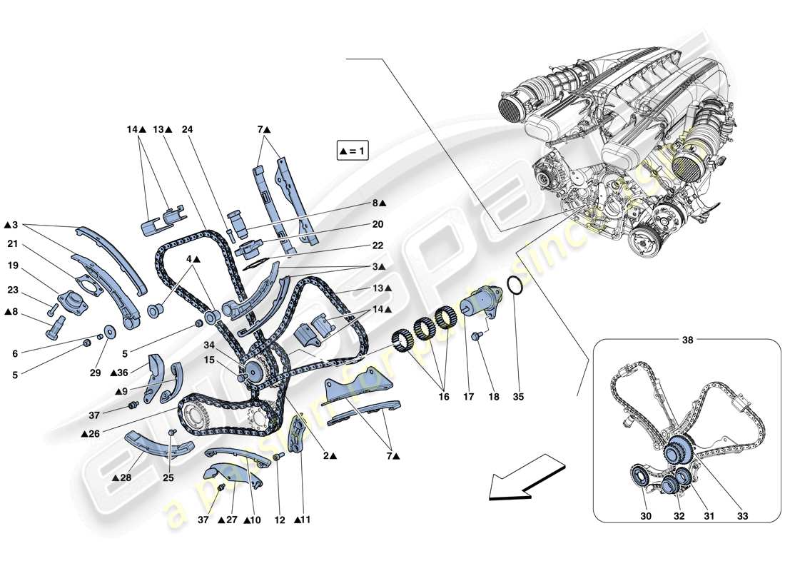 Ferrari F12 Berlinetta (USA) timing system - drive Parts Diagram