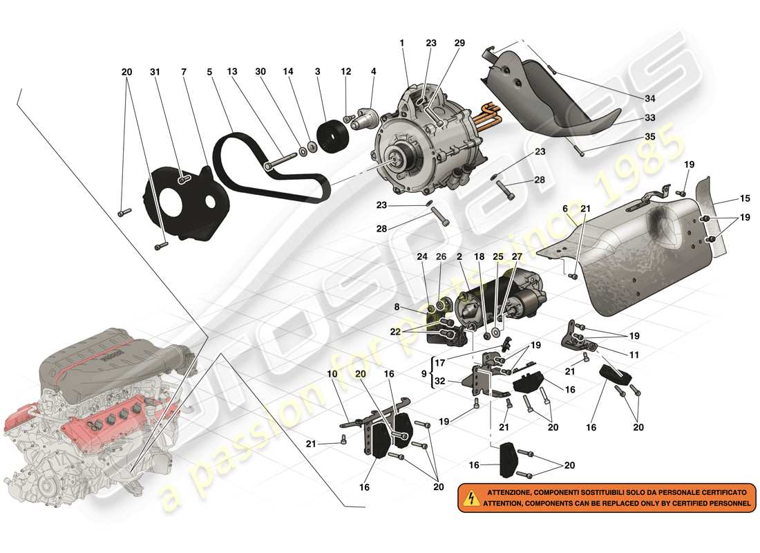 Ferrari LaFerrari (Europe) STARTER MOTOR AND ELECTRIC MOTOR 2 Parts Diagram