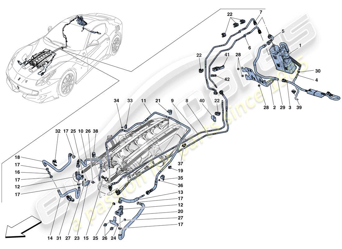 Ferrari F12 TDF (RHD) evaporative emissions control system Parts Diagram