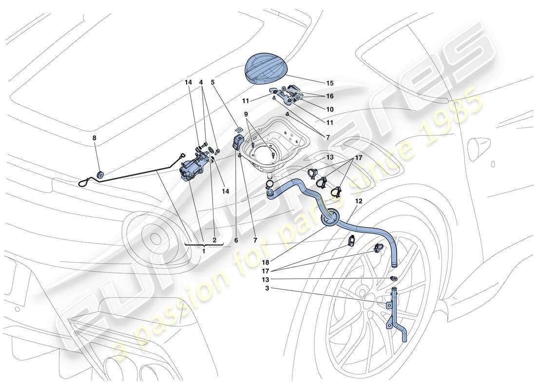 Ferrari F12 TDF (RHD) FUEL FILLER FLAP AND CONTROLS Parts Diagram