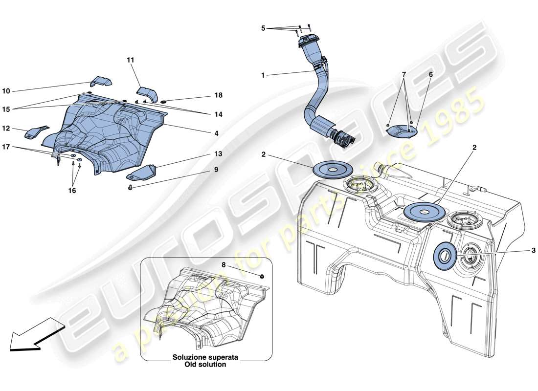 Ferrari F12 TDF (USA) FUEL TANK AND FILLER NECK Parts Diagram