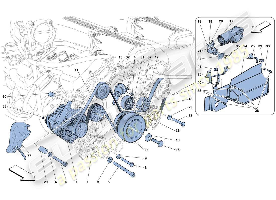 Ferrari F12 TDF (USA) ALTERNATOR - STARTER MOTOR Parts Diagram