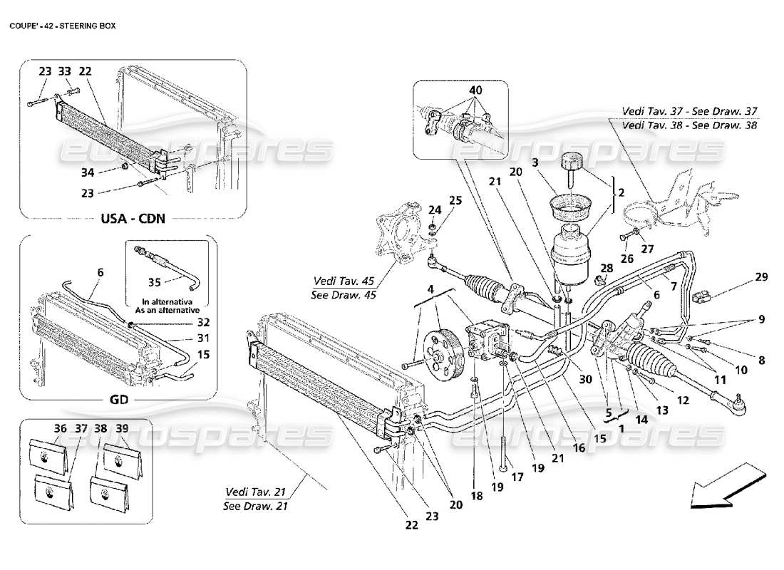 Maserati 4200 Coupe (2002) Steering box Parts Diagram