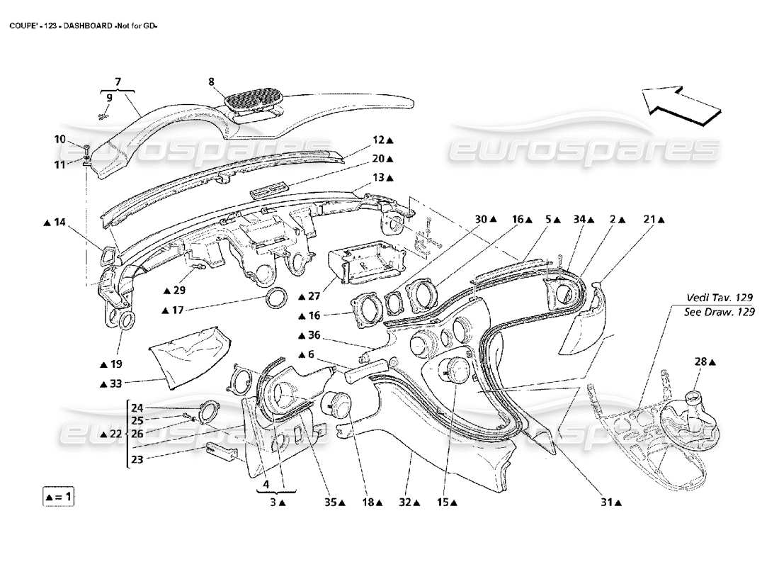 Maserati 4200 Coupe (2002) Dashboard -Not for GD Parts Diagram