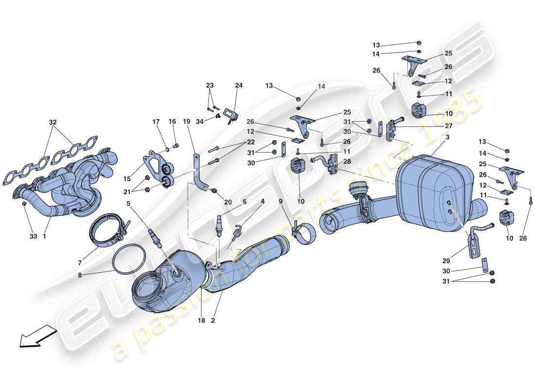 Ferrari LaFerrari Aperta (USA) Exhaust System Part Diagram