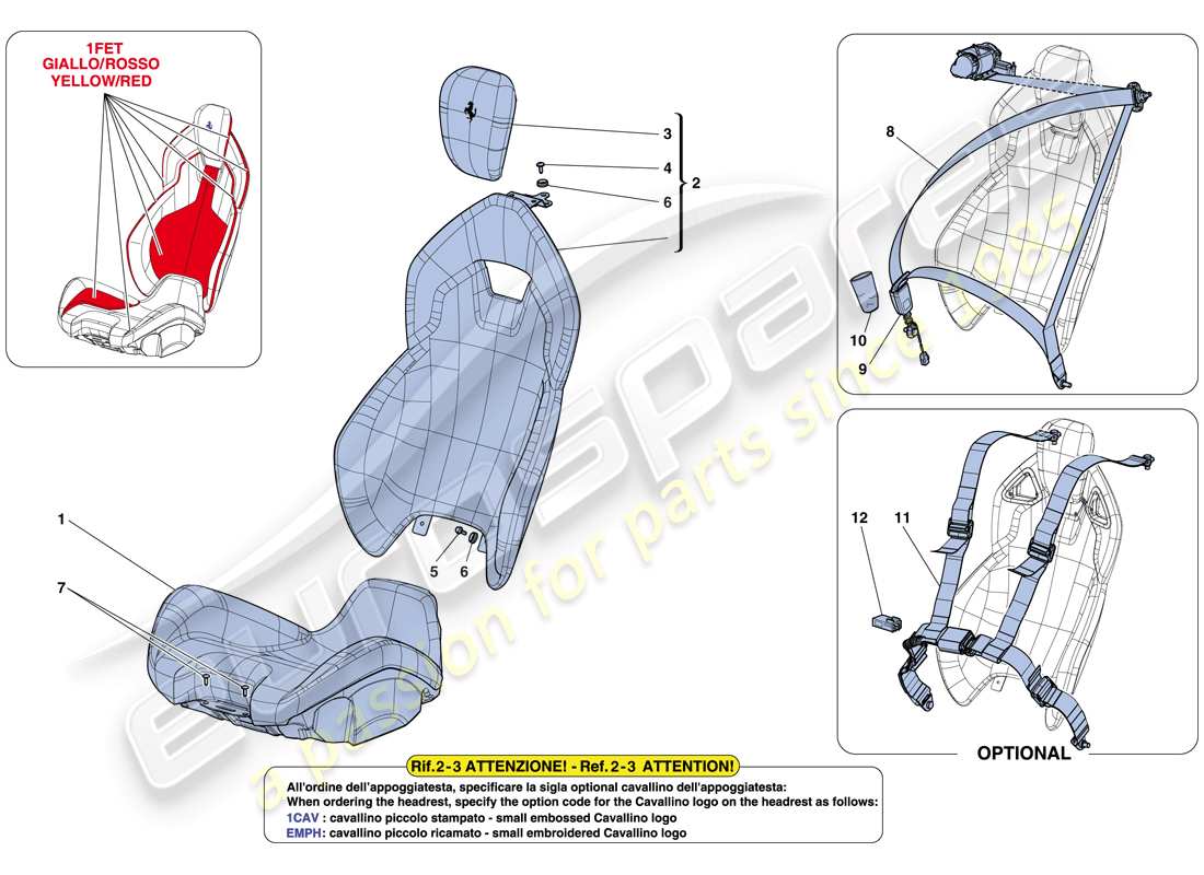 Ferrari LaFerrari Aperta (USA) SEATS AND SEAT BELTS Part Diagram