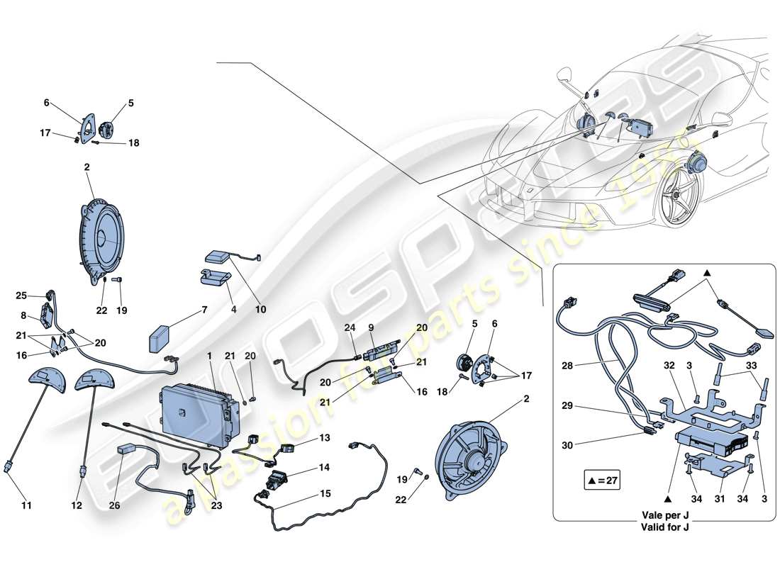 Ferrari LaFerrari Aperta (USA) AUDIO - INFOTAINMENT SYSTEM Part Diagram
