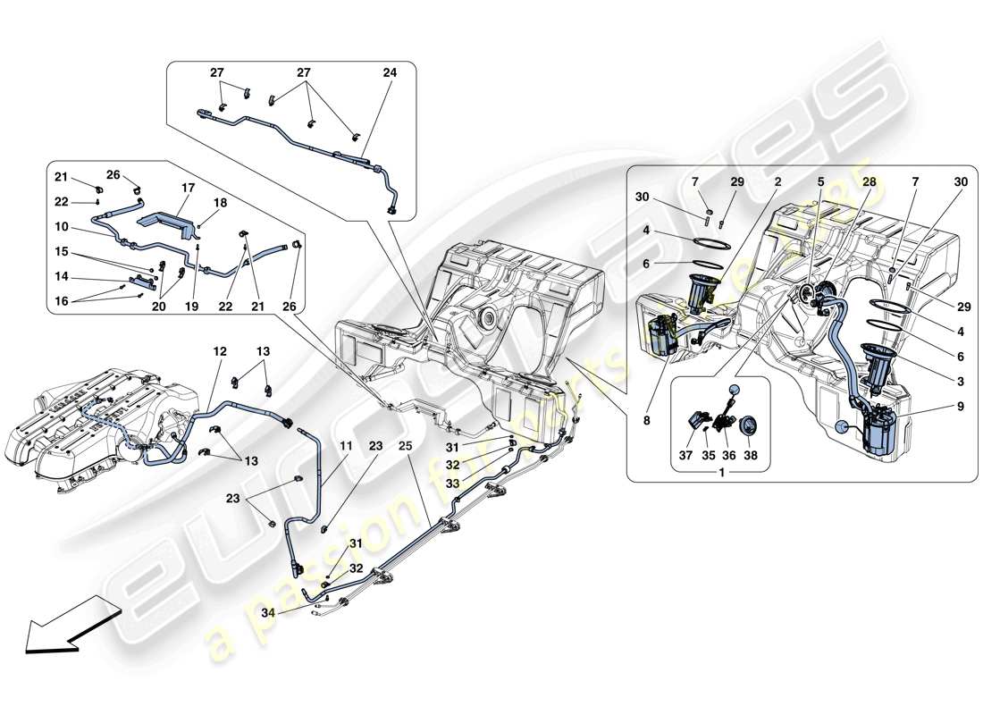 Ferrari GTC4 Lusso (USA) fuel system pumps and pipes Parts Diagram