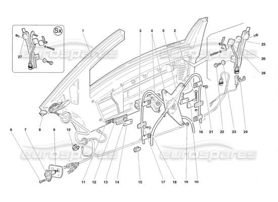 a part diagram from the Lamborghini Diablo Roadster (1998) parts catalogue