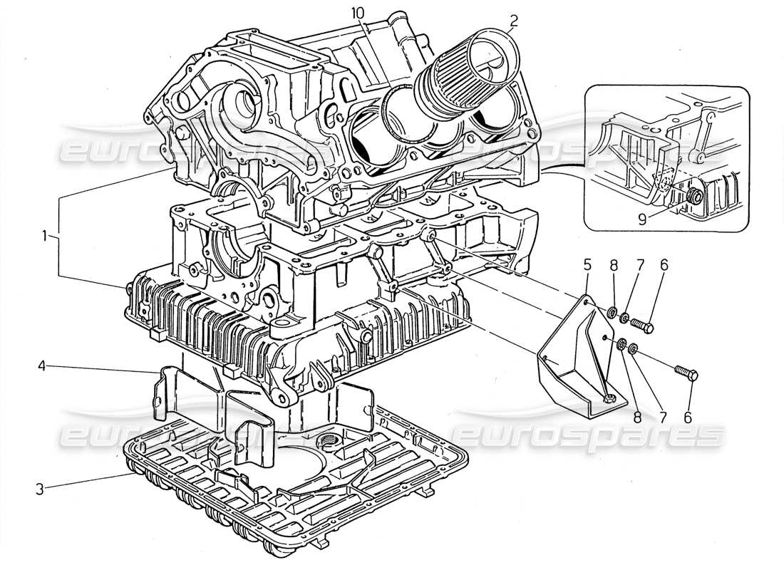 Maserati 2.24v cylinder block and oil sump Parts Diagram