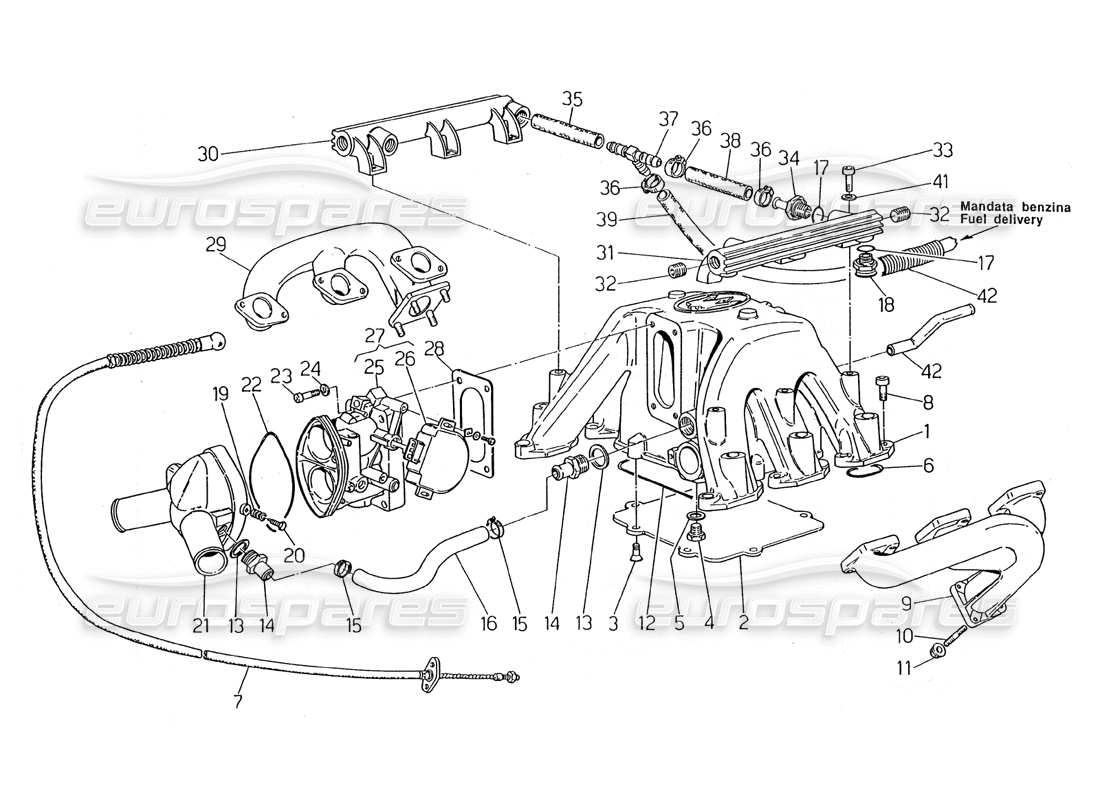 Maserati 2.24v Intake and Exhaust Manifold Parts Diagram