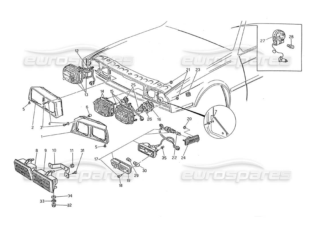 Maserati 2.24v Front Lights Parts Diagram