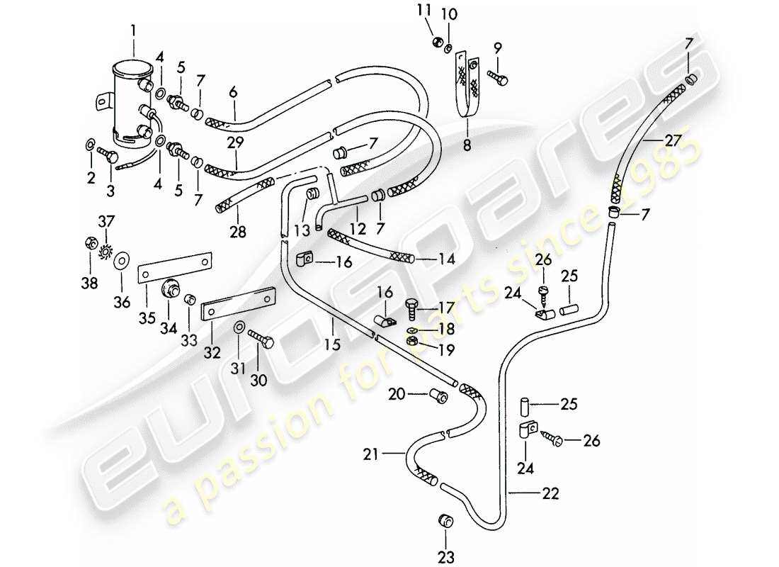 Porsche 356B/356C (1964) FUEL PUMP - AND - FUEL LINE Part Diagram