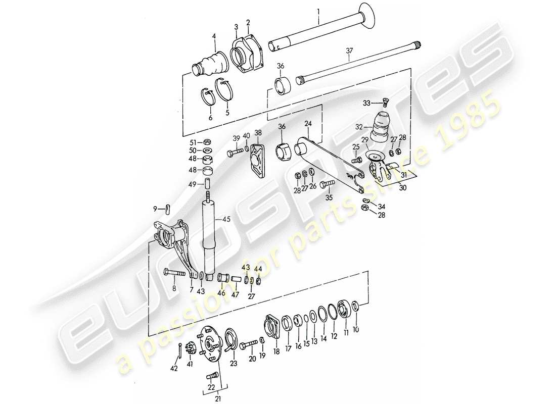 Porsche 356B/356C (1964) rear axle Part Diagram