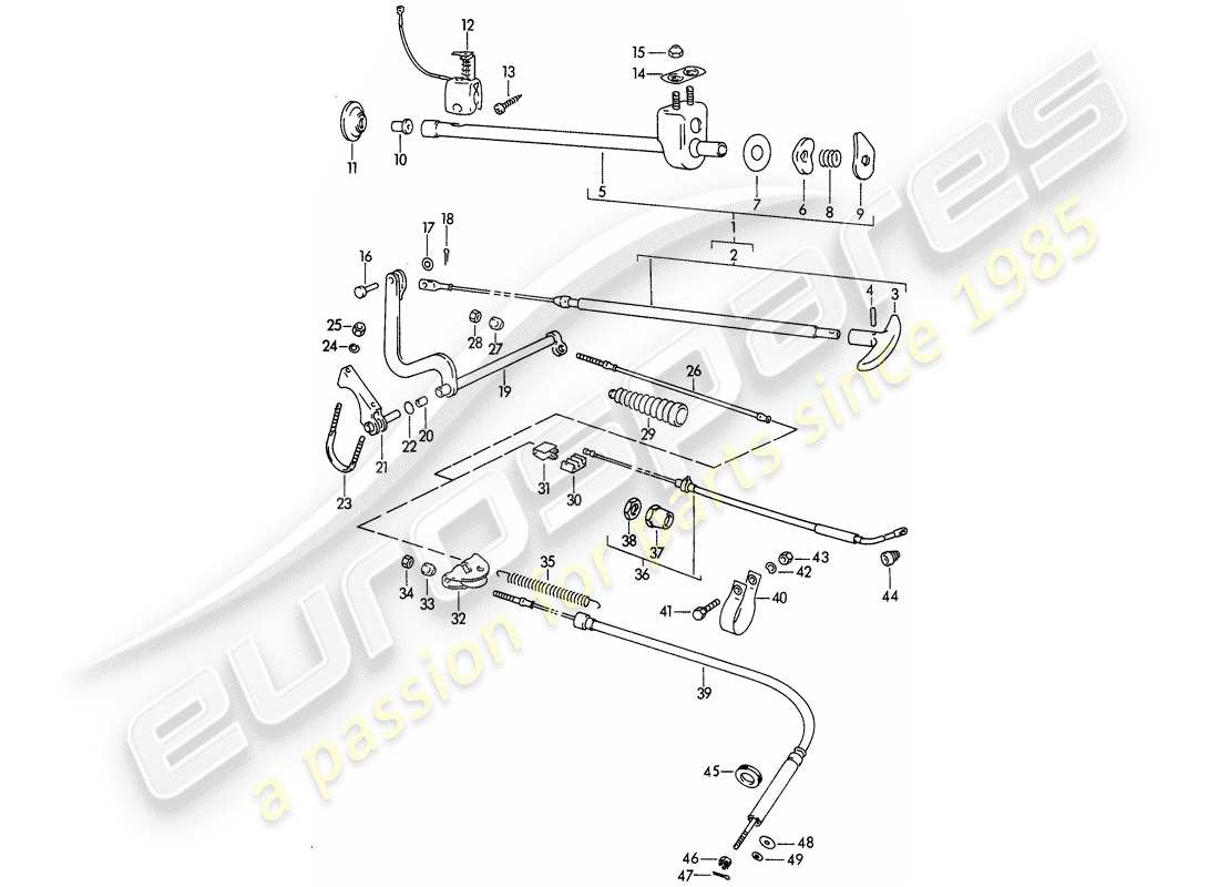 Porsche 356B/356C (1964) Handbrake Part Diagram