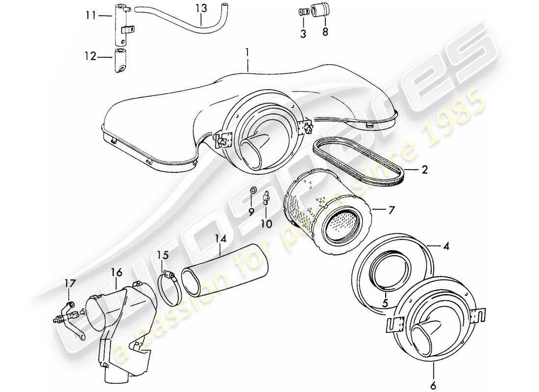 Porsche 911 (1972) AIR CLEANER SYSTEM - FOR - INJECTION SYSTEM - D - MJ 1972>> Part Diagram