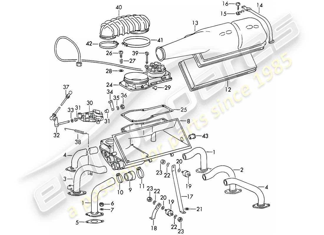 Porsche 911 (1972) INJECTION SYSTEM - WITH: - AIR CLEANER - AND - MIXTURE CONTROL UNIT - D - MJ 1972>> Part Diagram