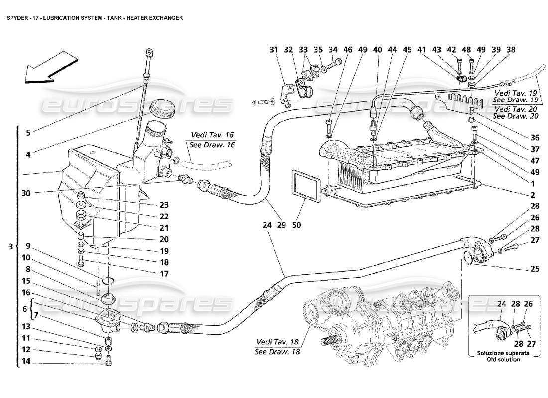 Maserati 4200 Spyder (2002) Lubrication System - Tank - Heater Exchanger Parts Diagram