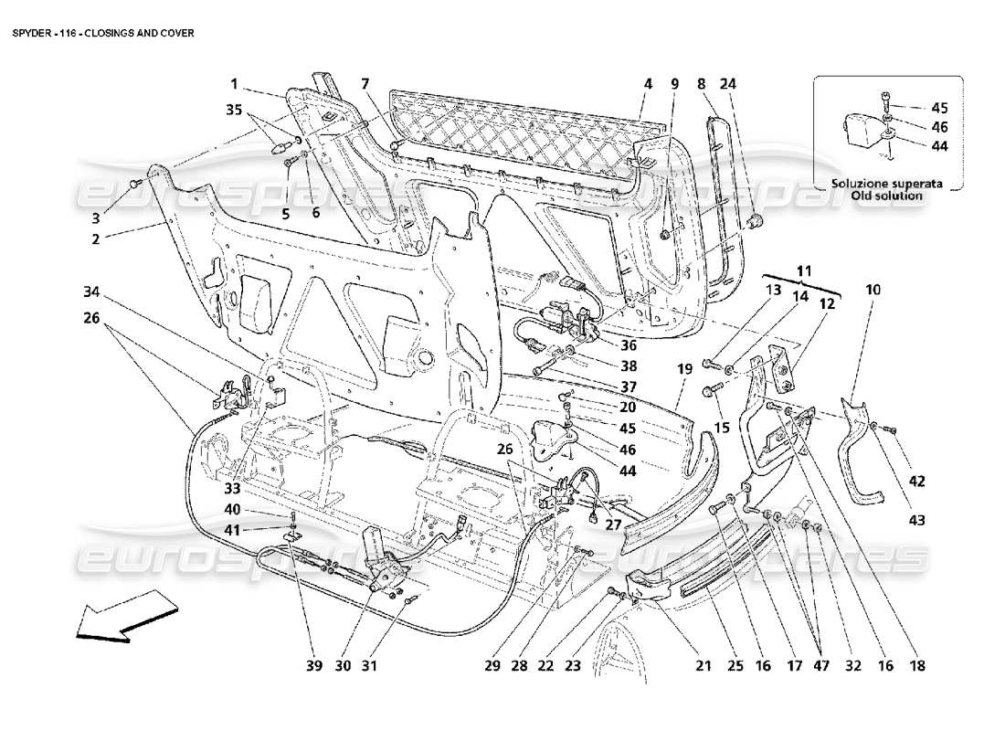 Maserati 4200 Spyder (2002) Closings and Cover Parts Diagram