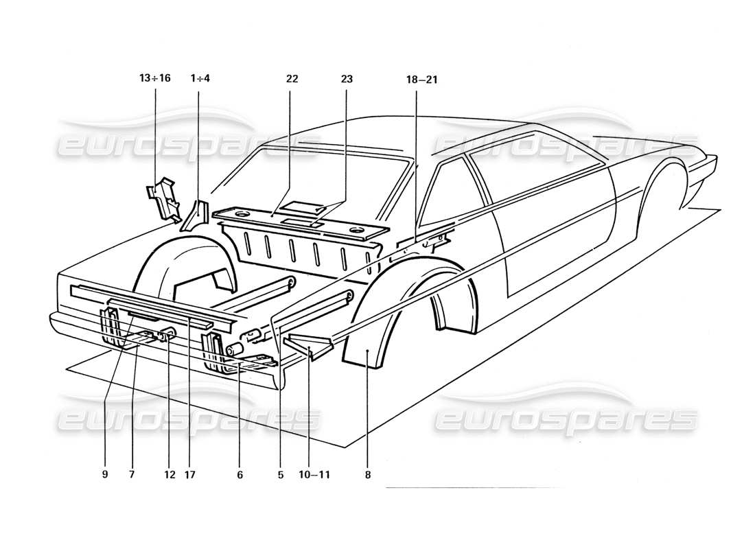 Ferrari 412 (Coachwork) Rear Inner Shields & Panels Parts Diagram
