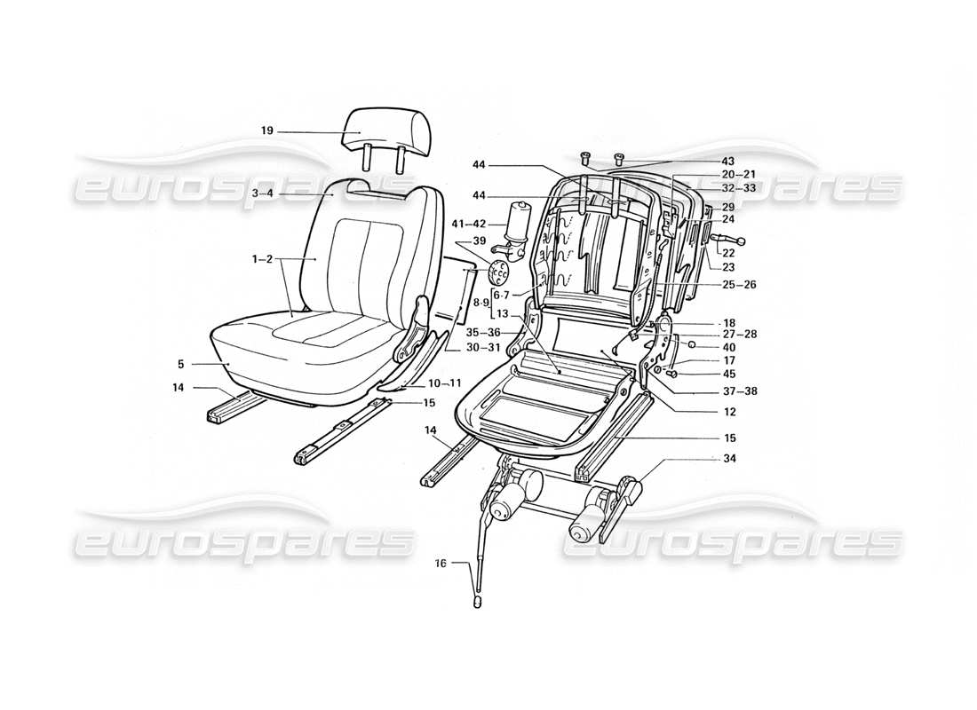 Ferrari 412 (Coachwork) Seats Parts Diagram