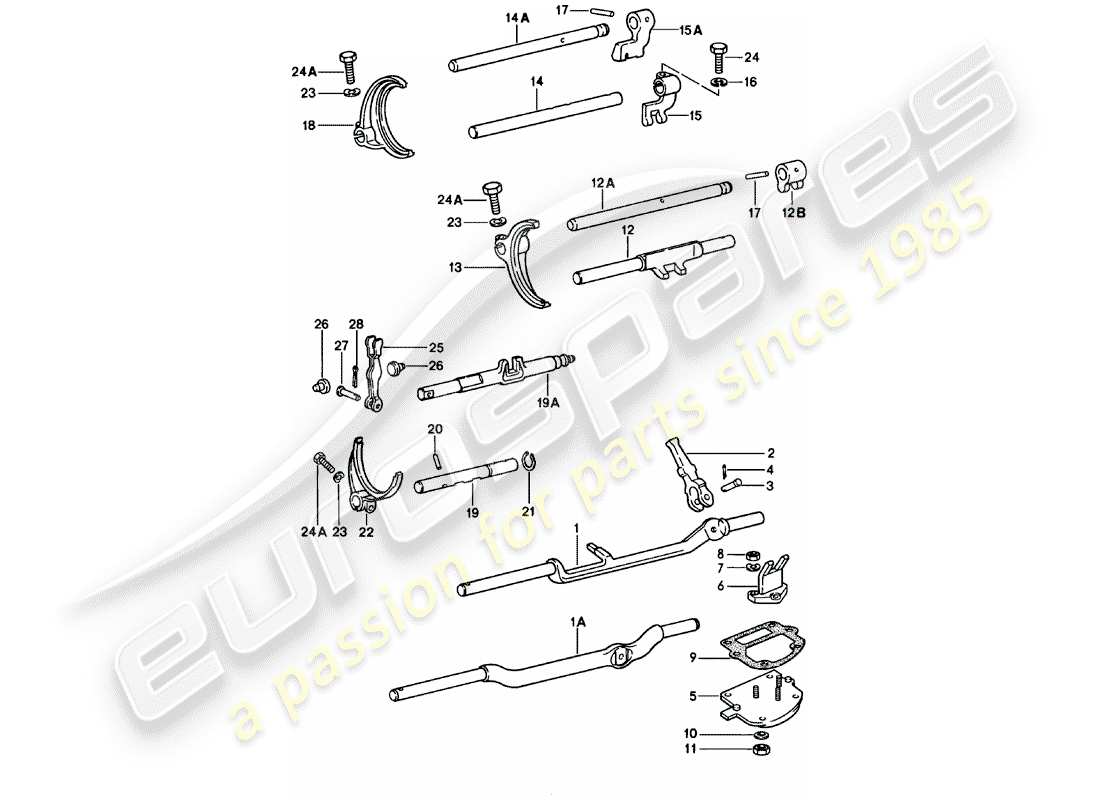 Porsche 911 (1978) SHIFT RODS - SHIFT FORKS - 5. - SPEED - TRANSMISSION Part Diagram