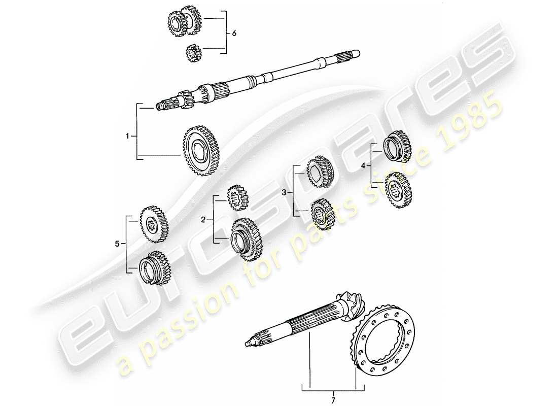 Porsche 911 (1984) GEAR WHEEL SETS - 5-SPEED Part Diagram