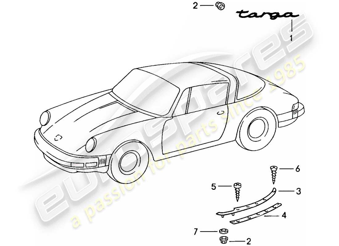 Porsche 911 (1984) DECORATIVE FITTINGS Part Diagram