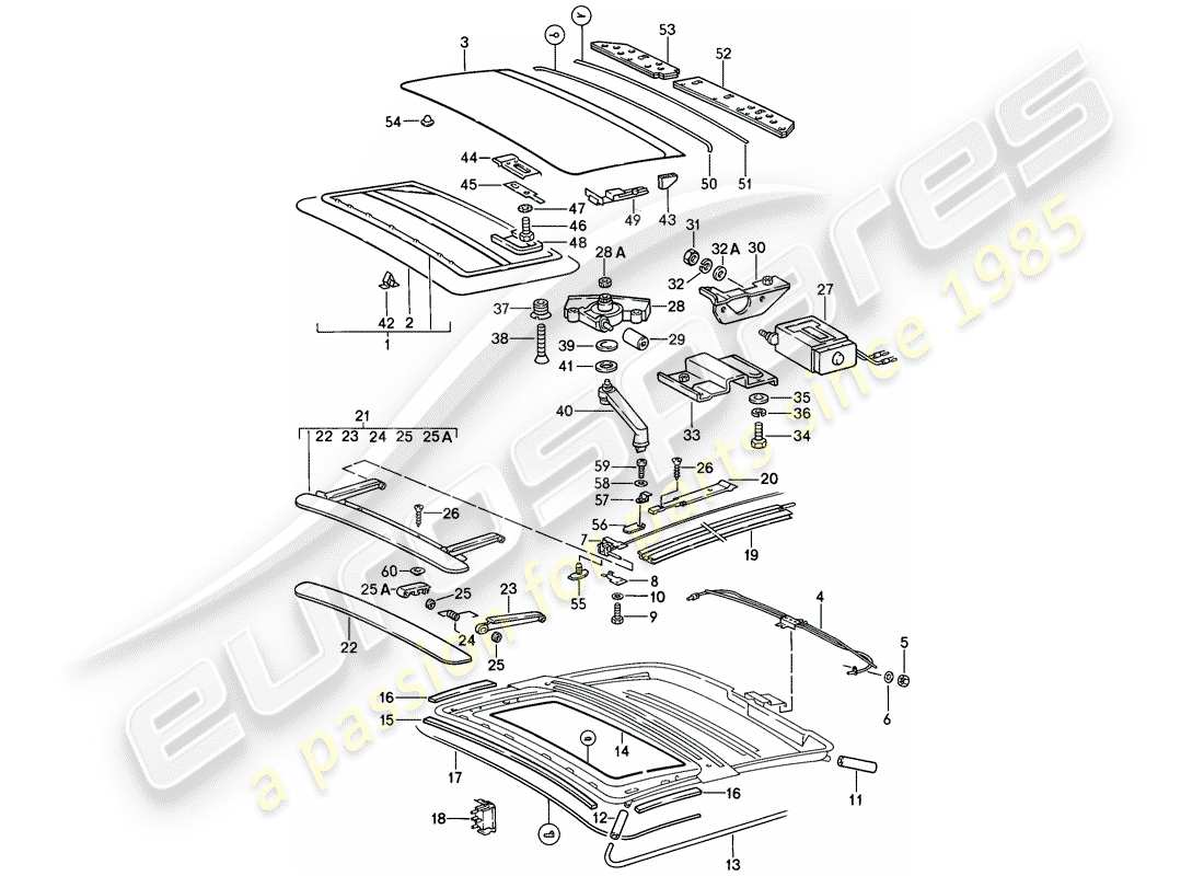 Porsche 911 (1984) SUNROOF Part Diagram