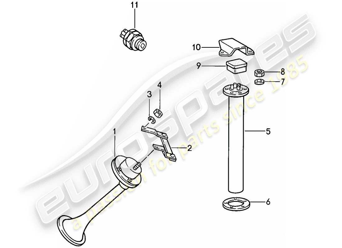 Porsche 911 (1984) FANFARE HORN - SENSOR - FUEL-LEVEL INDICATOR - REVERSE LIGHT SWITCH Part Diagram