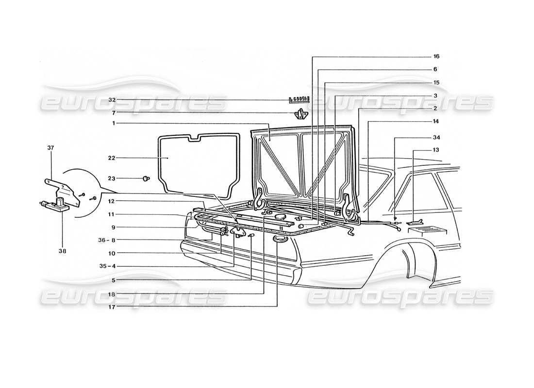 Ferrari 400 GT / 400i (Coachwork) BOOT LID Parts Diagram