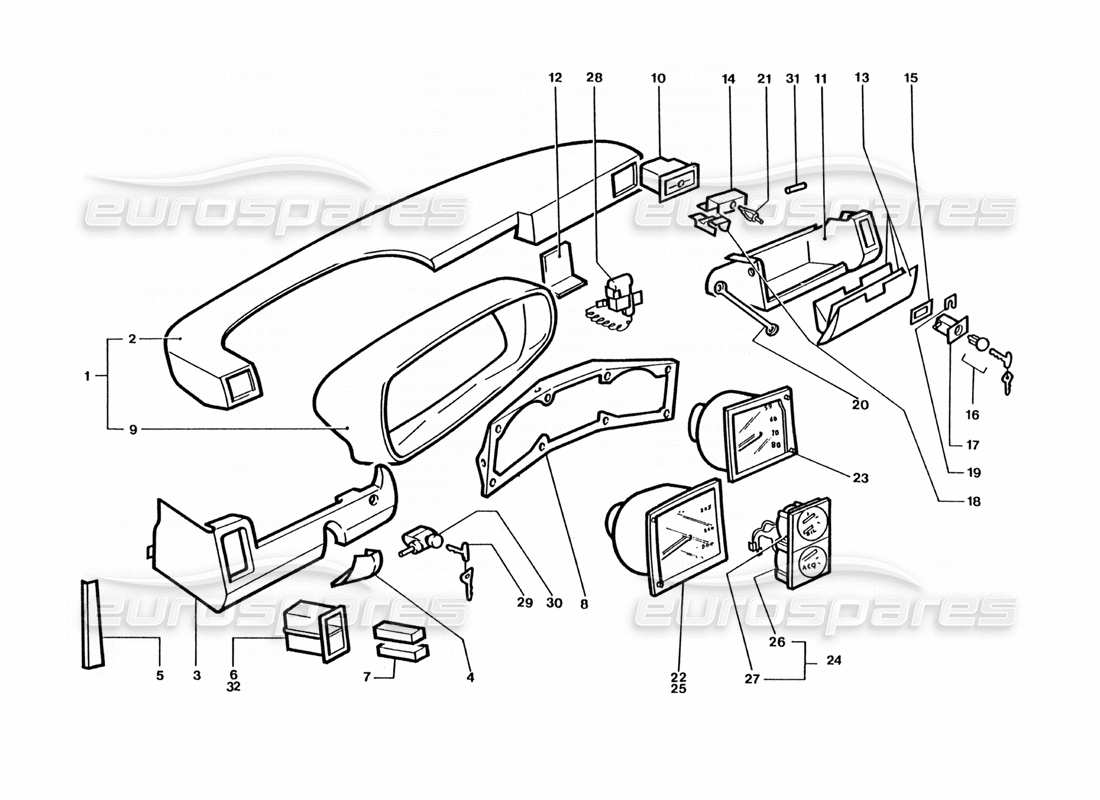 Ferrari 400 GT / 400i (Coachwork) Dash & Guages Parts Diagram