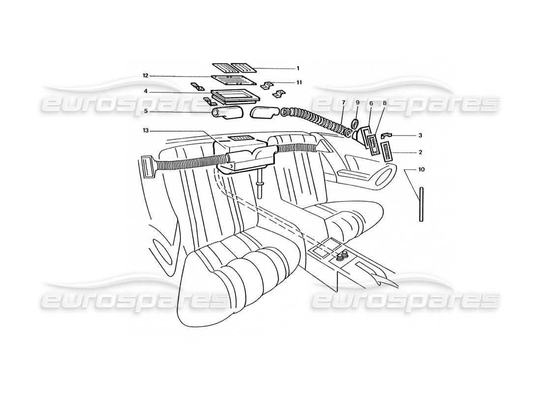 Ferrari 400 GT / 400i (Coachwork) Rear Heater matrix Parts Diagram