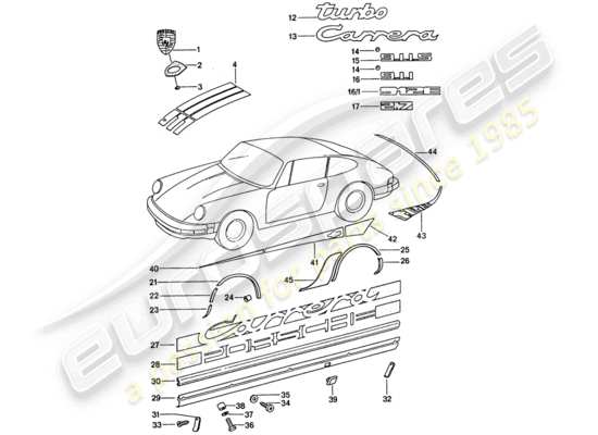 a part diagram from the Porsche 911 Turbo (1977) parts catalogue