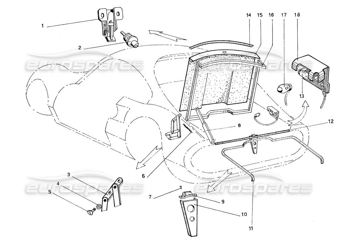 Ferrari 206 GT Dino (Coachwork) BOOT LID Parts Diagram