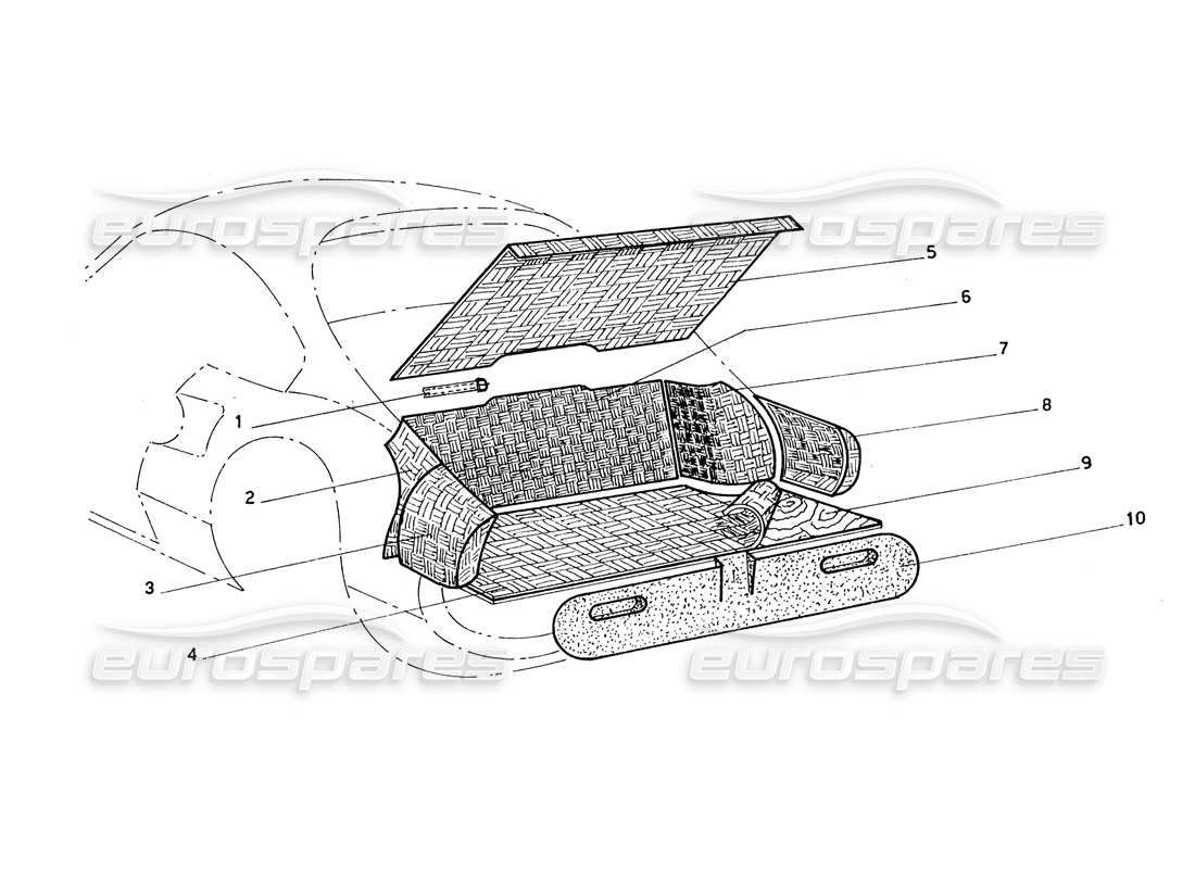 Ferrari 206 GT Dino (Coachwork) Boot Carpets & Panels Parts Diagram