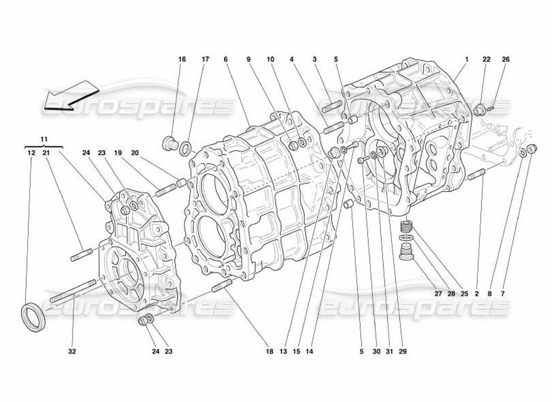 Ferrari 550 Barchetta GEARBOX Parts Diagram