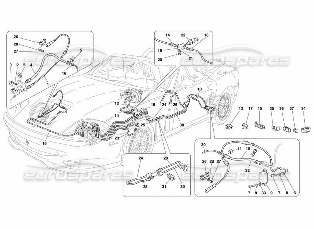 Ferrari 550 Barchetta Brake System -Not for GD- Parts Diagram