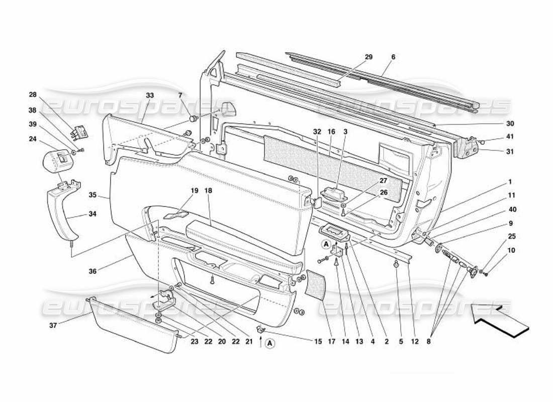 Ferrari 550 Barchetta Doors - Frameworks and Coverings Parts Diagram
