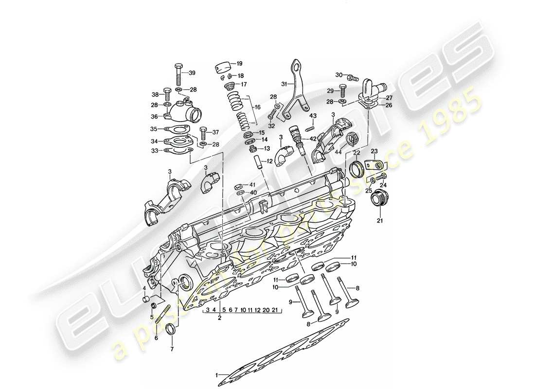 Porsche 944 (1988) CYLINDER HEAD - VALVES Part Diagram