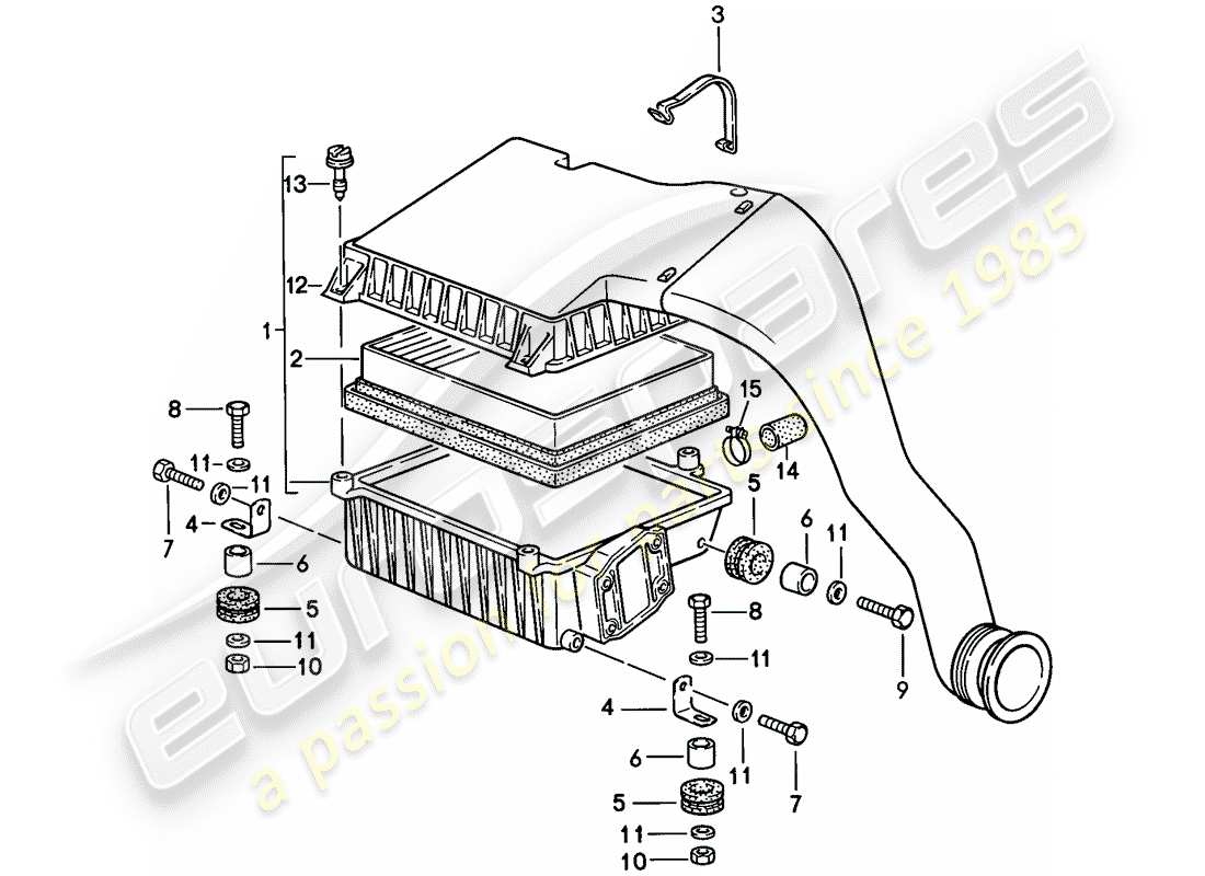 Porsche 944 (1988) air cleaner system Part Diagram